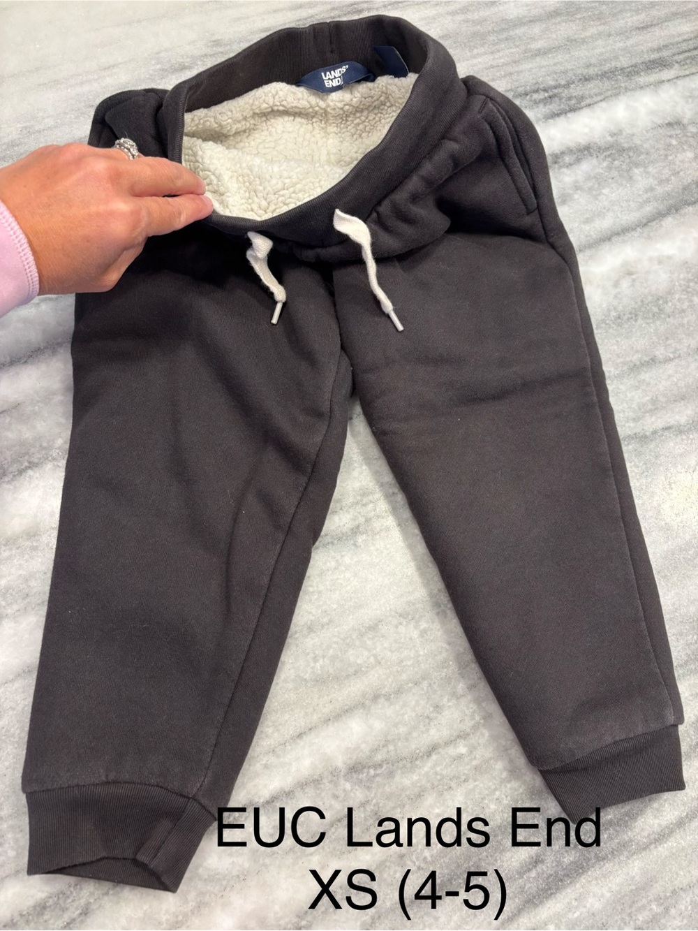 Lands' End Kids Sherpa-Lined Joggers - Charcoal Gray